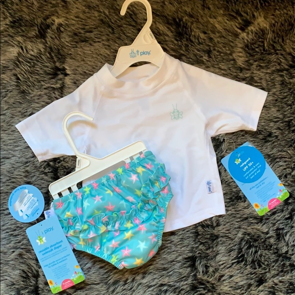 NWT Baby reusable swim diaper & rash guard